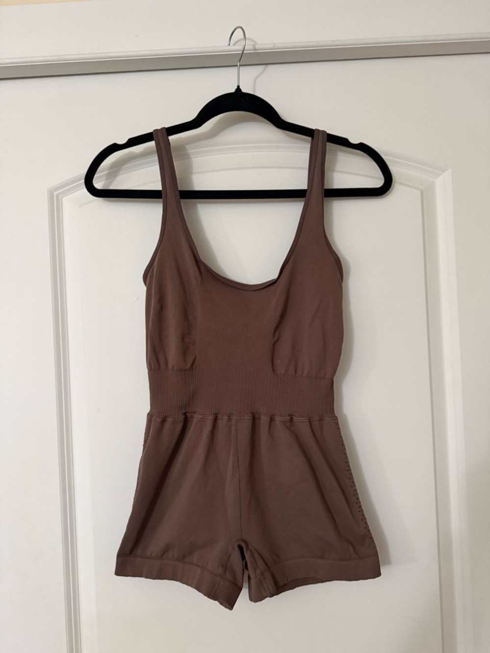 Free People Movement Brown Ribbed Tank Romper